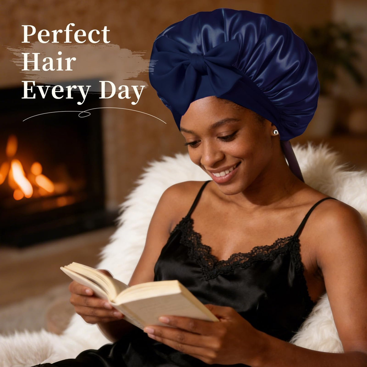 Confvrter silk bonnet on a pillow, demonstrating comfort