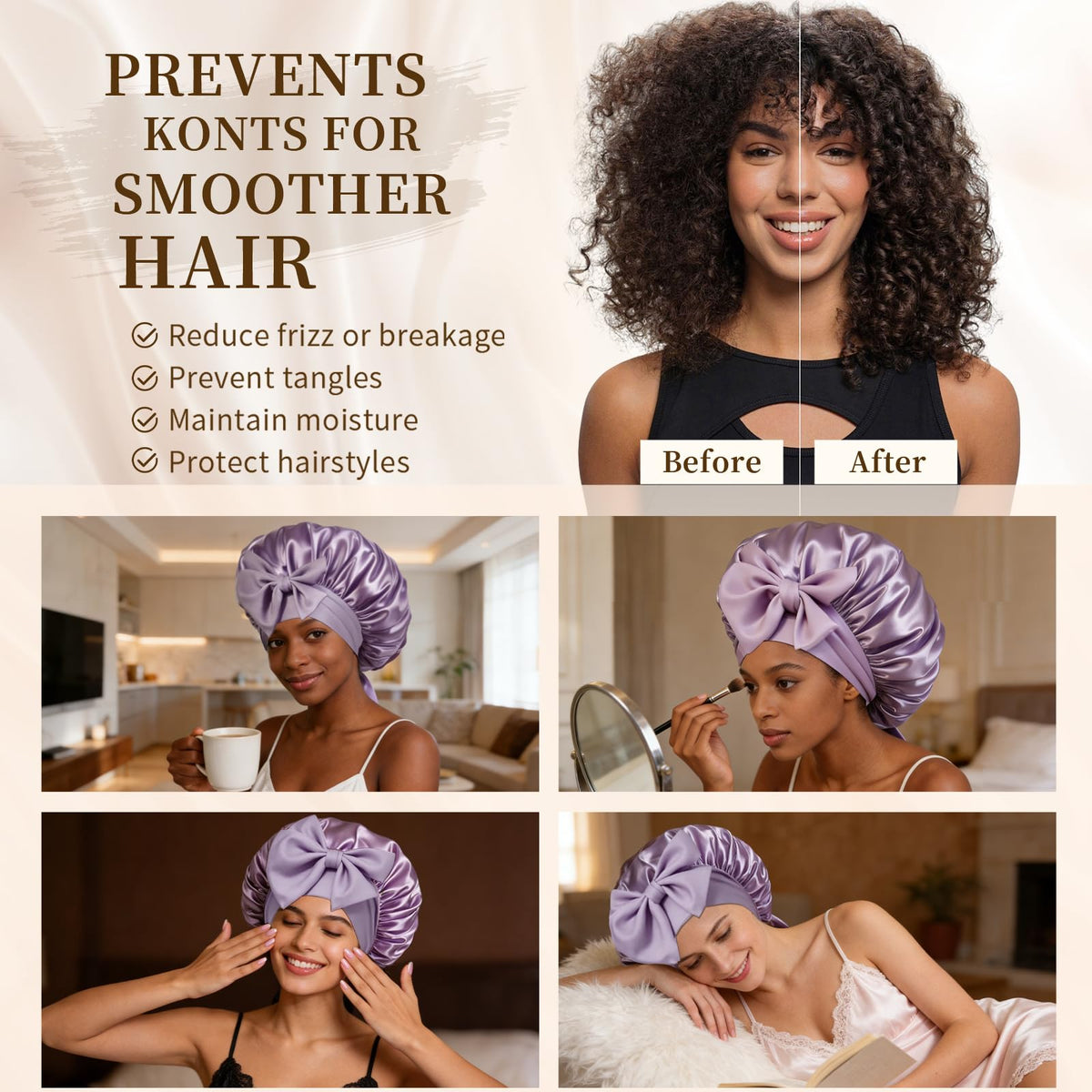 Confvrter Silk Bonnet purple in packaging display