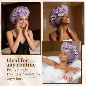 Confvrter Silk Bonnet purple laid flat showing diameter