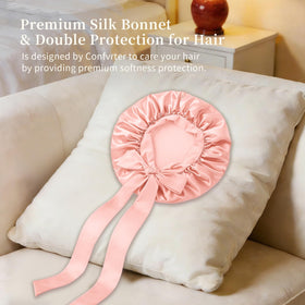 Confvrter Silk Bonnet showing adjustable tie band
