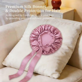 Confvrter Silk Bonnet showing adjustable tie band