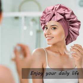 Confvrter Silk Bonnets in use during skincare routine