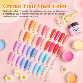 Contents of AZUREBEAUTY Dip Powder Nail Kit including powders and tools