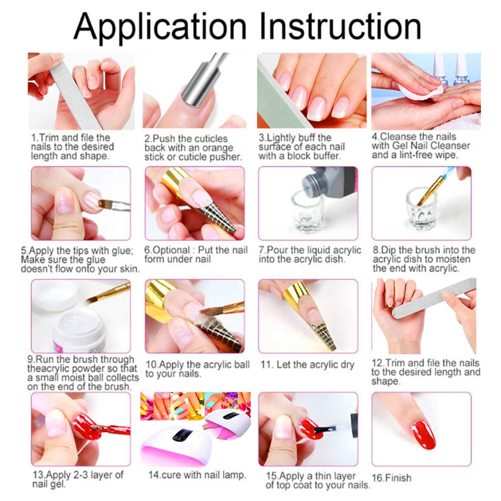 Contents of SUNBELEE Acrylic Nail Kit laid out on a table