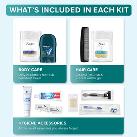 Contents of the Stuhrling Bottle Men's Hygiene Kit including shampoo and deodorant