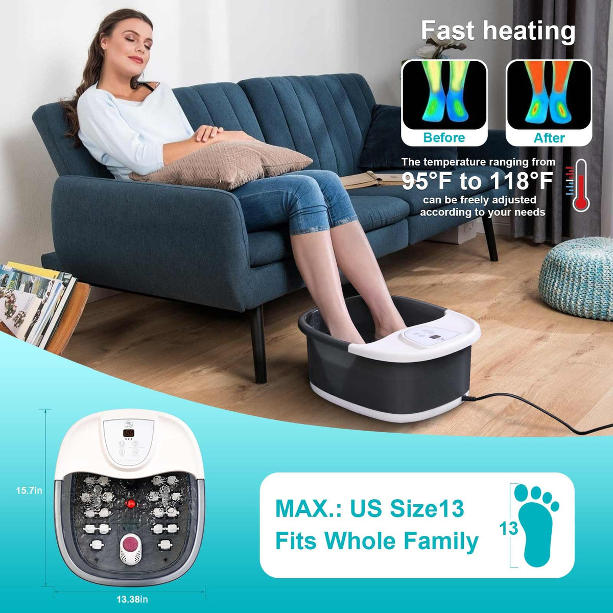 Control panel of ECARBME Foot Spa Bath Massager