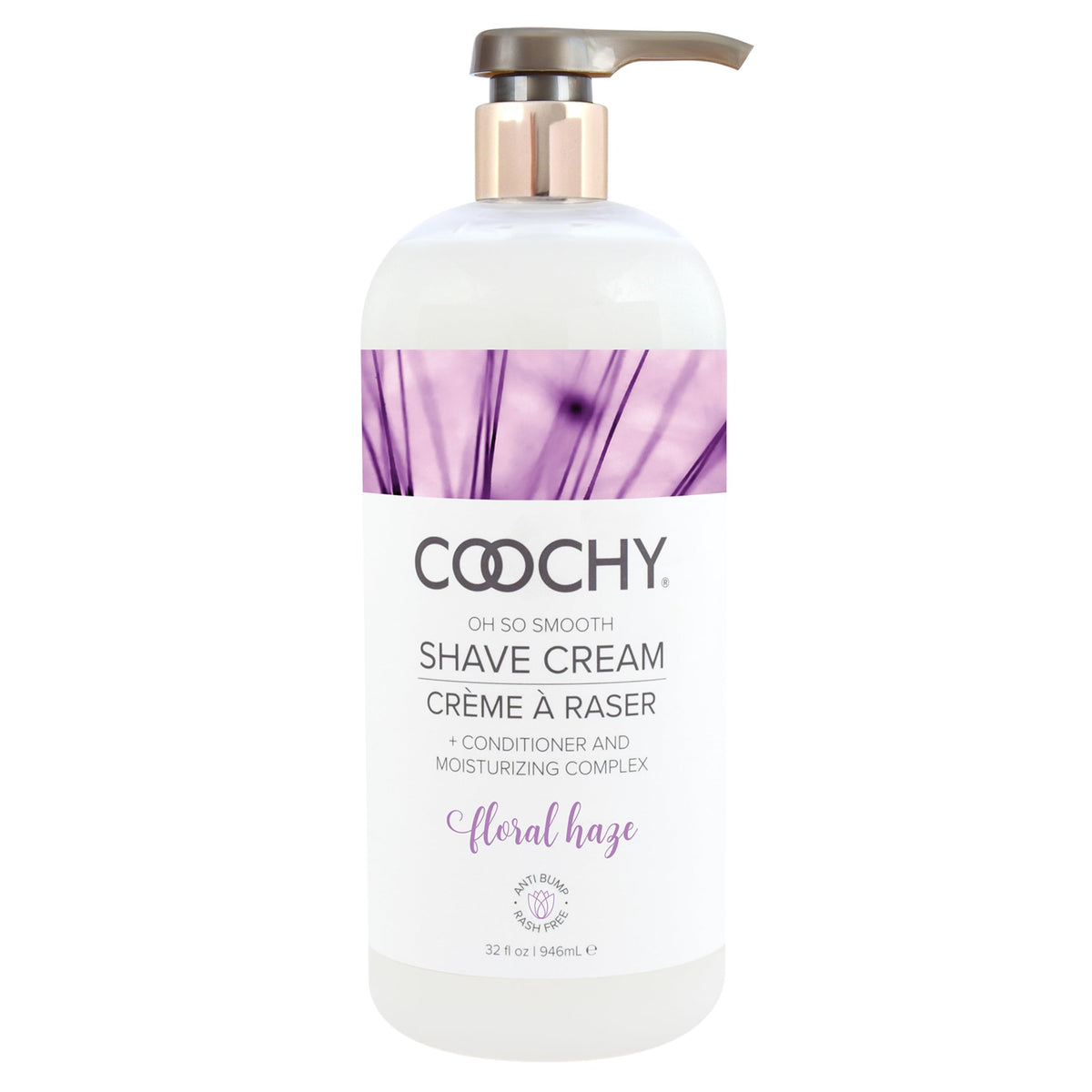 Coochy Shave Cream 32 oz front view with floral design