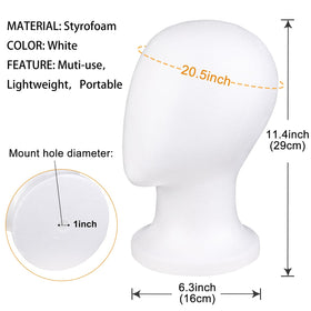 COOKOO Foam Mannequin Head Stand with wig attached