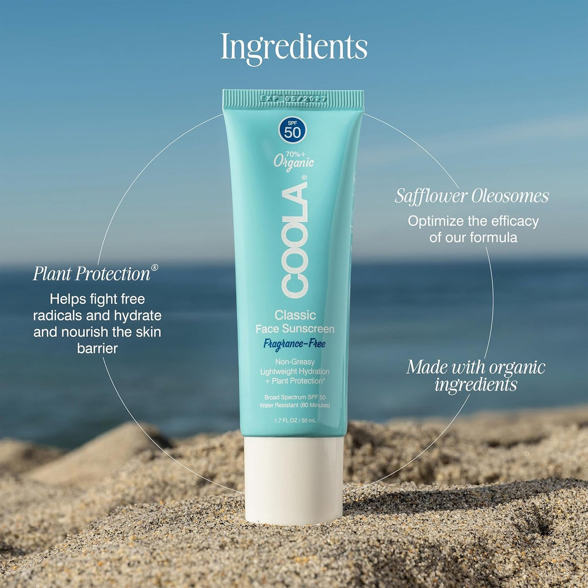 COOLA Organic Face Sunscreen SPF 50 application on skin