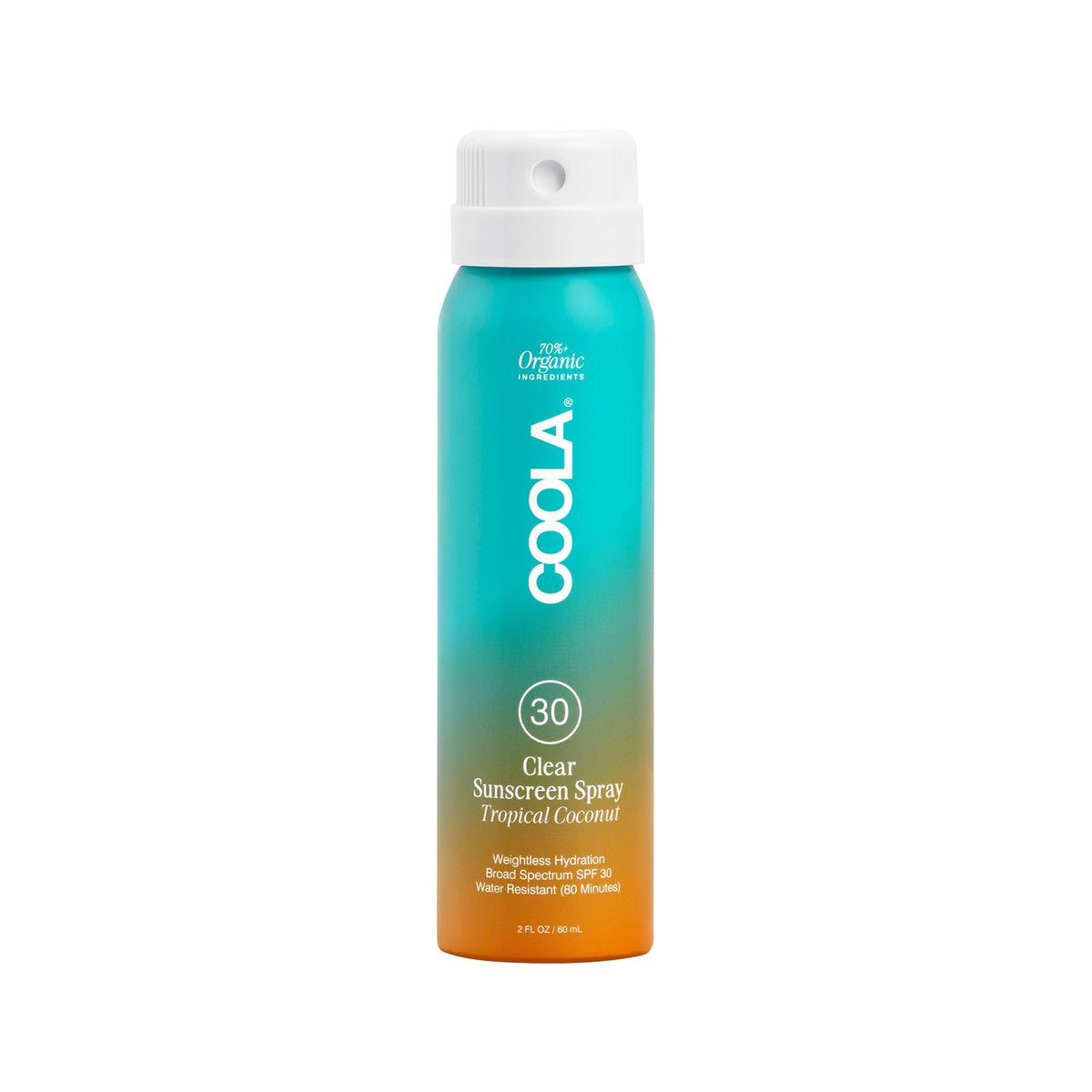 COOLA Organic Sunscreen SPF 30 Spray 2 Fl Oz Tropical Coconut front view