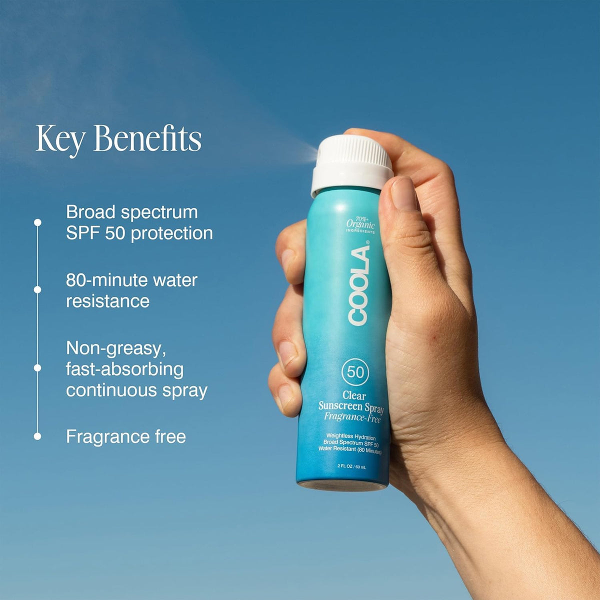 COOLA Organic Sunscreen SPF 50 spray bottle back view