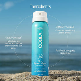 COOLA Organic Sunscreen SPF 50 spray in outdoor setting