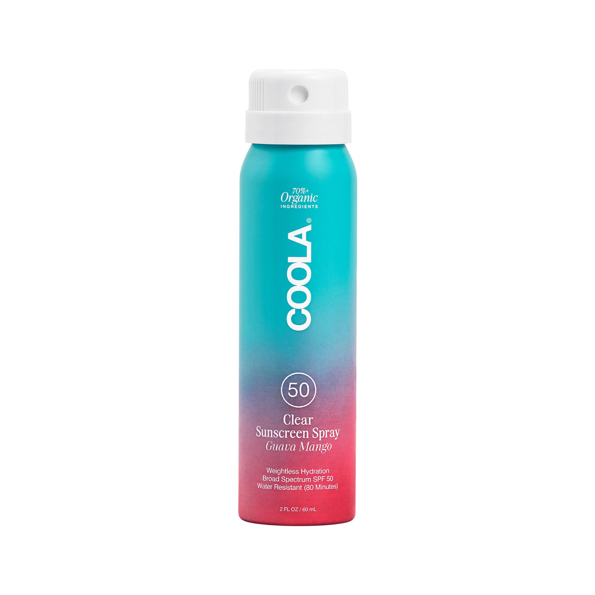 COOLA Organic Sunscreen Spray SPF 50 Guava Mango front view
