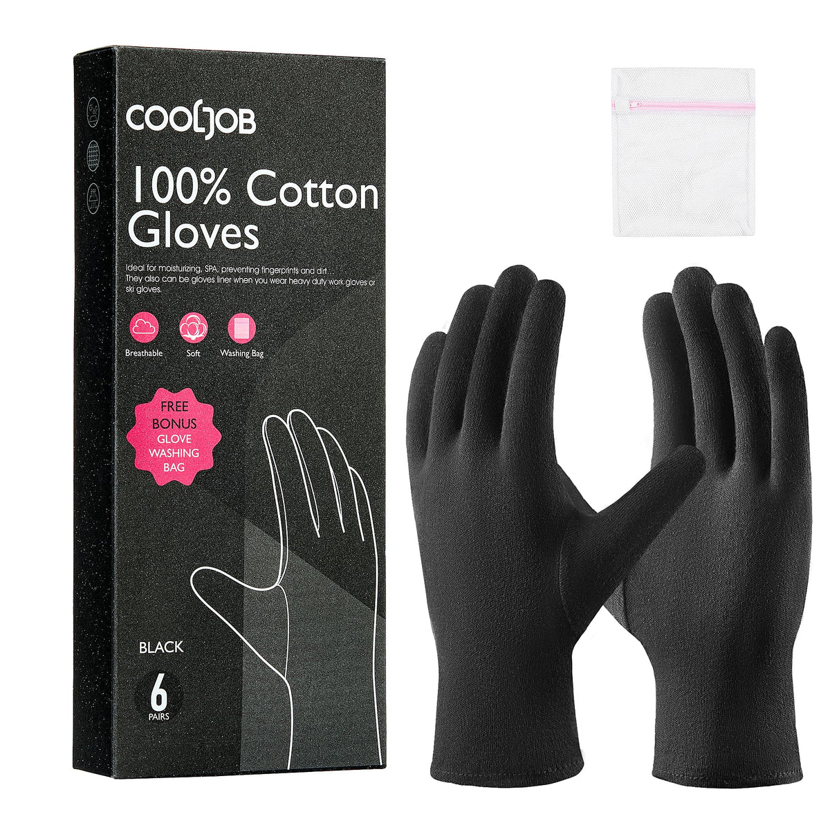 COOLJOB Moisturizing Gloves black model front view