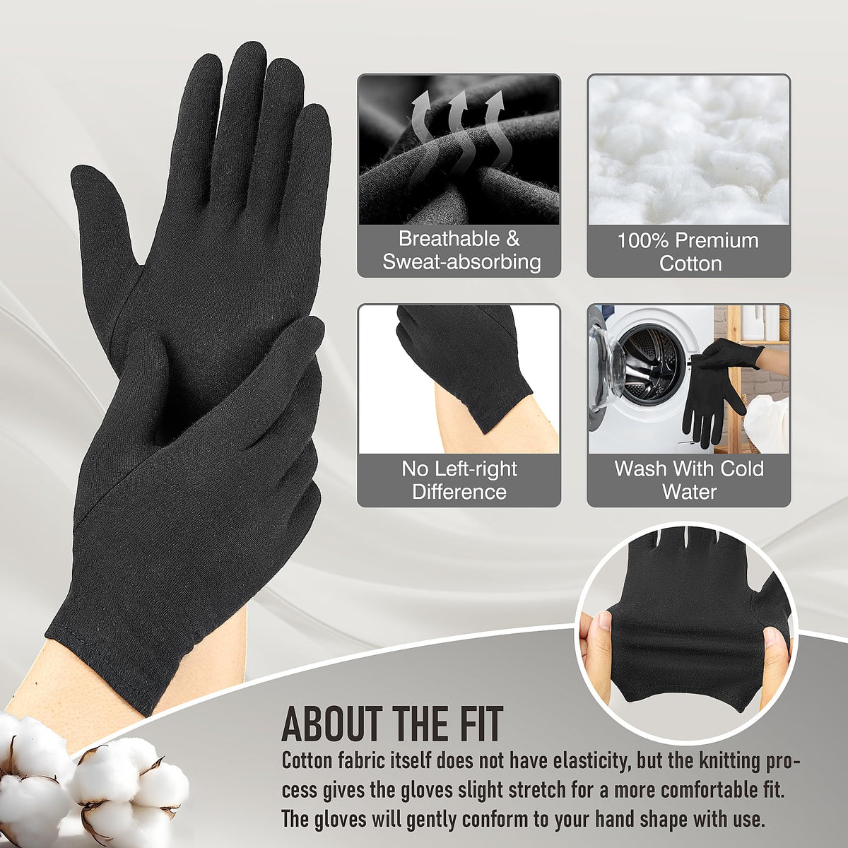 COOLJOB Moisturizing Gloves black model side view