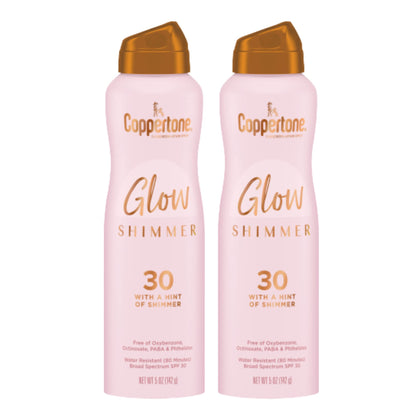 Coppertone Glow Shimmer Sunscreen Spray SPF 30 front view