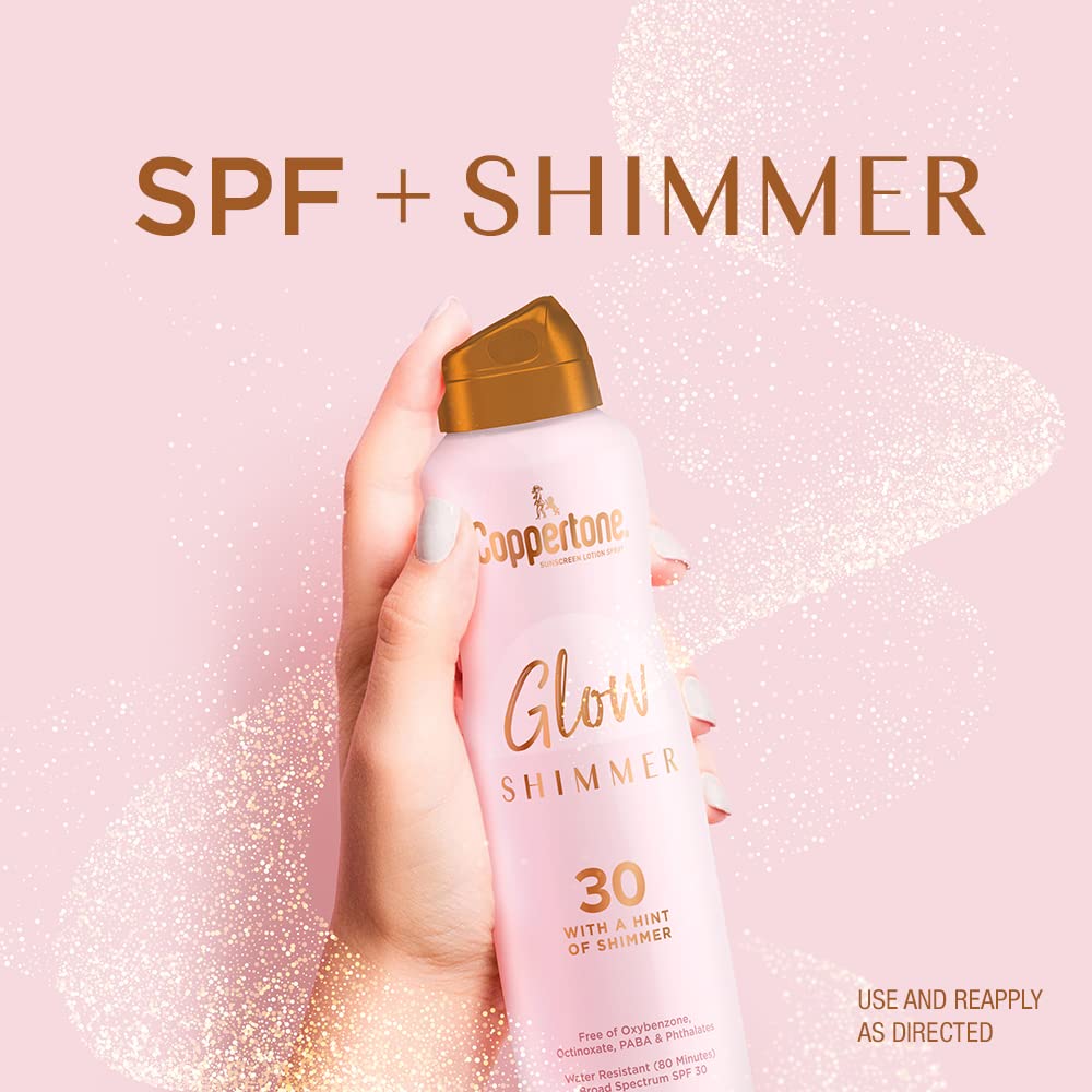 Coppertone Glow with Shimmer SPF 30 Spray Sunscreen side view