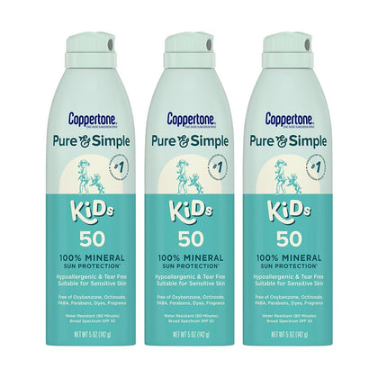 Coppertone Pure and Simple Kids Sunscreen Spray SPF 50, front view