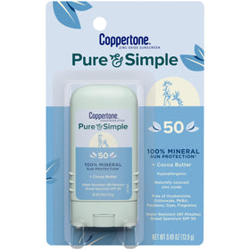 Coppertone Pure and Simple Mineral Sunscreen Stick SPF 50 front view
