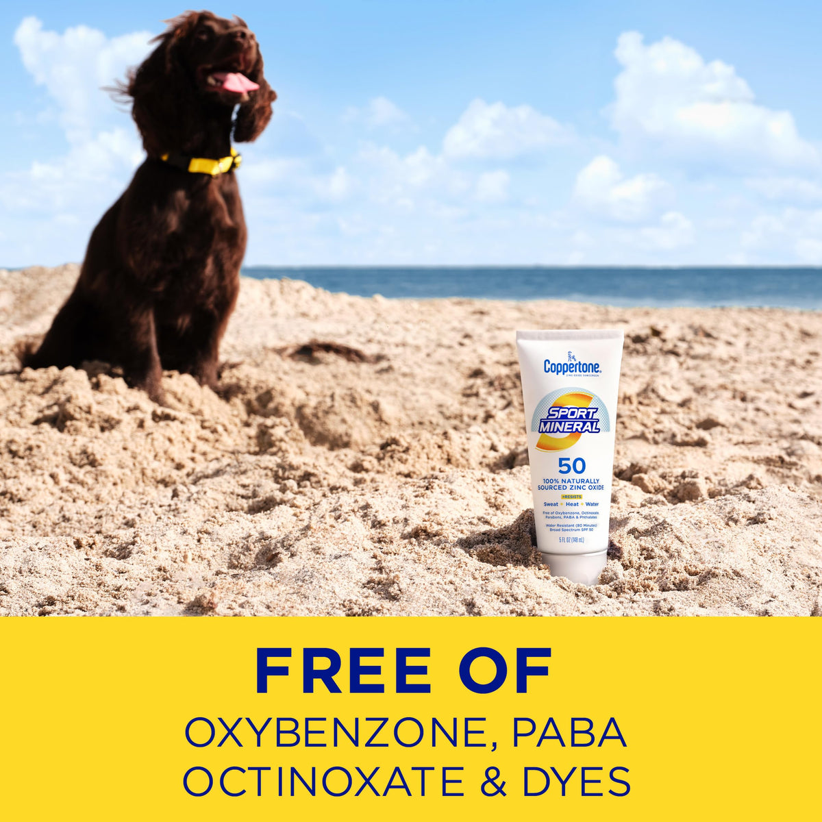 Coppertone Sport Mineral Sunscreen SPF 50 with natural ingredients