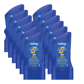 Coppertone SPORT Sunscreen Lotion SPF 50, 12 bottles front view
