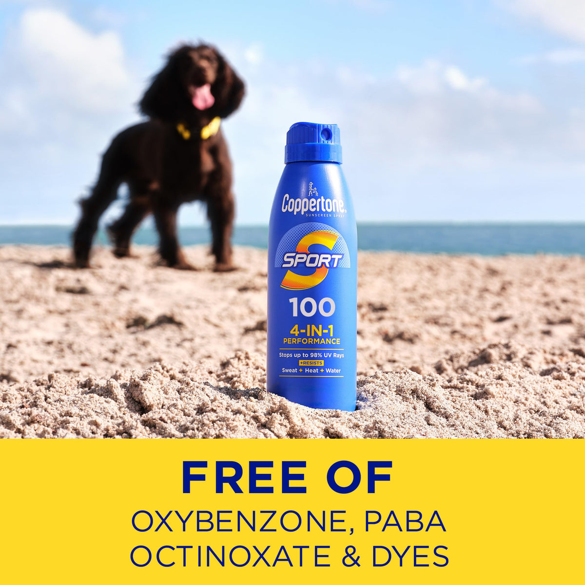 Coppertone Sport Sunscreen Spray SPF 15 packaging layout