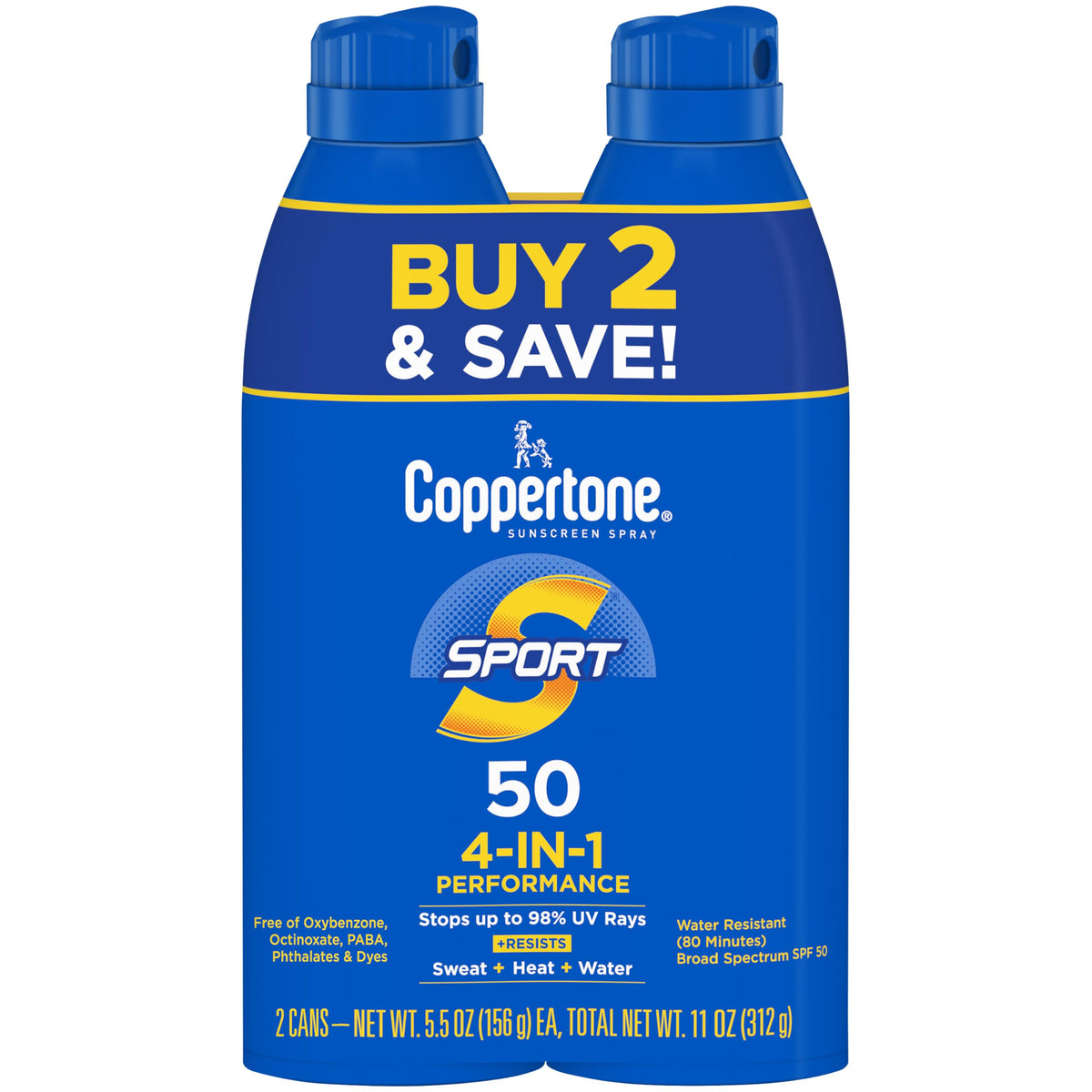 Coppertone SPORT Sunscreen Spray SPF 30 front view of packaging