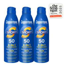 Coppertone Sport Sunscreen Spray SPF 50, side view of bottle