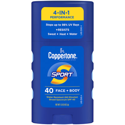 Coppertone Sport Sunscreen Stick SPF 40 front view