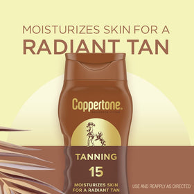 Coppertone Tanning Sunscreen Lotion SPF 8 back view with ingredients