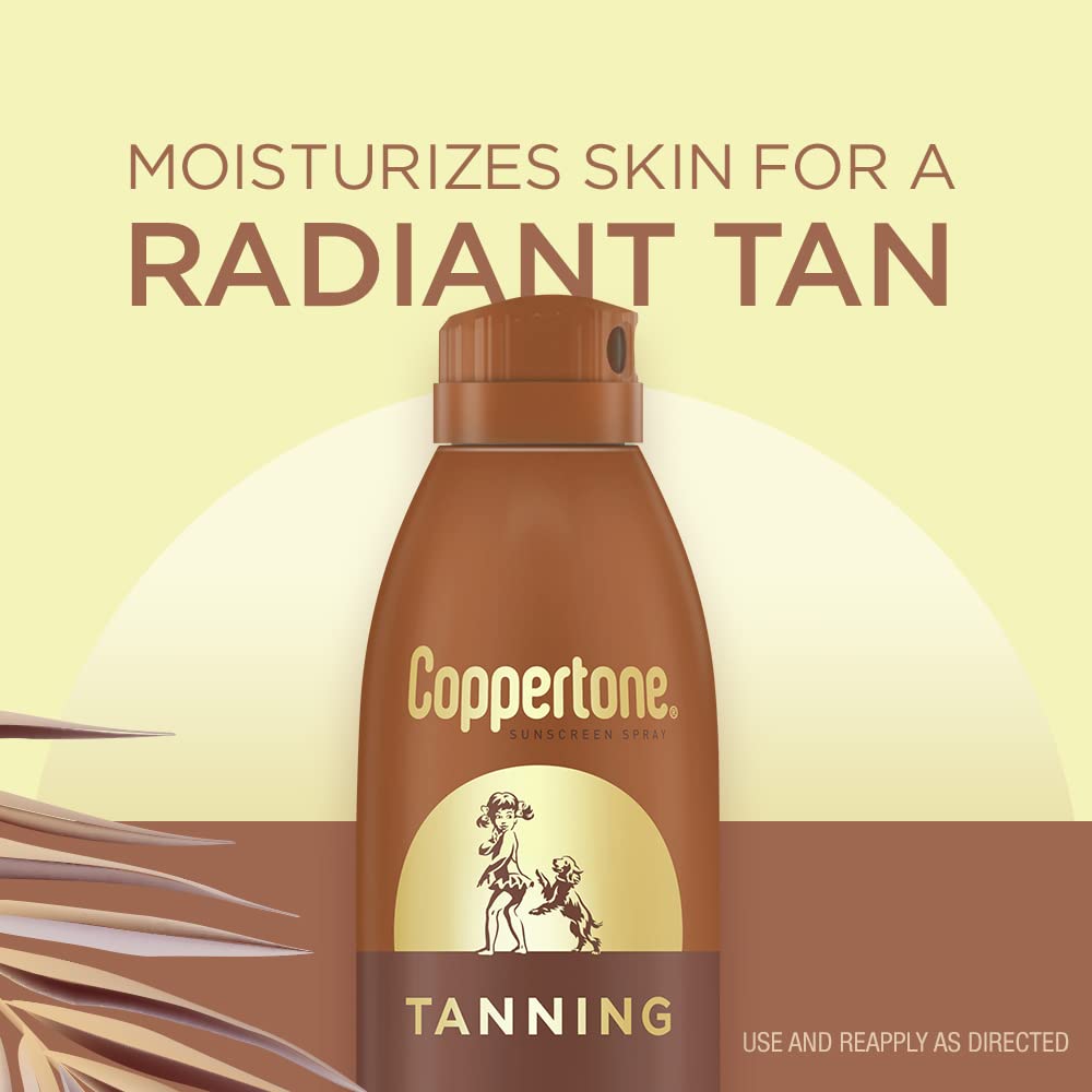 Coppertone Tanning Sunscreen Spray SPF 15 side view showing spray nozzle