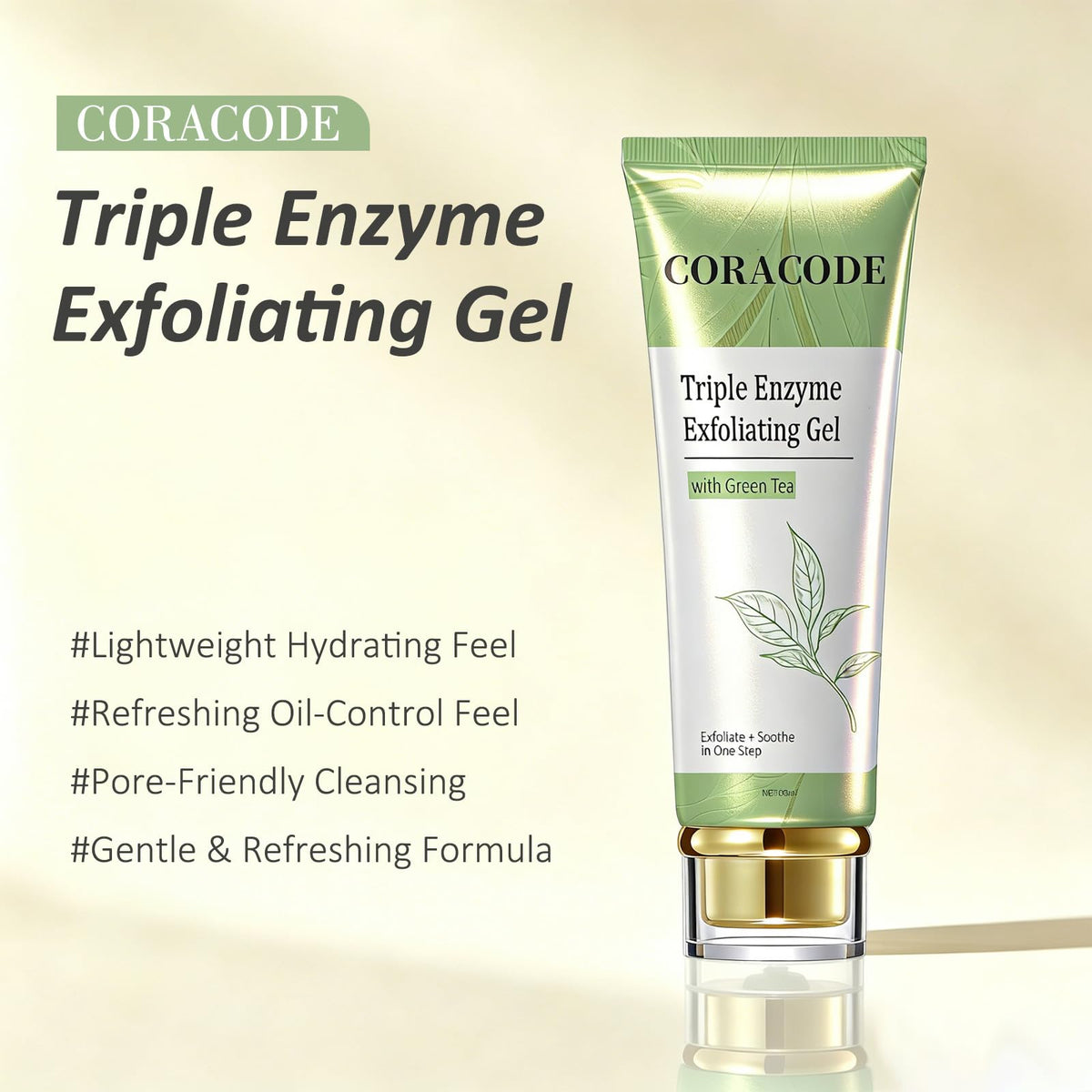CORACODE Triple Enzyme Green Tea Exfoliating Aqua Peel Gel lifestyle shot
