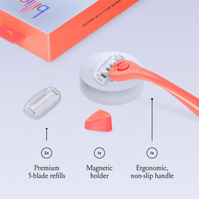 Coral handle of Billie Razor showing ergonomic design