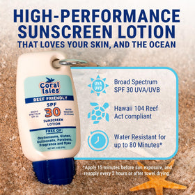 Coral Isles SPF 30 Lotion bottle side view