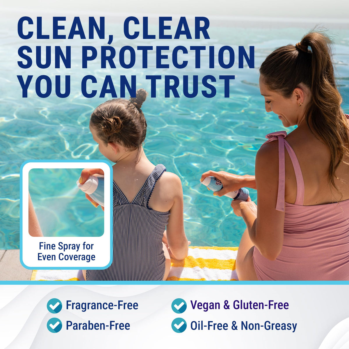 Coral Isles SPF 30 Spray Sunscreen application on skin