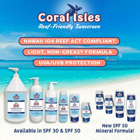 Coral Isles SPF 50 Lotion cap open showing dispenser