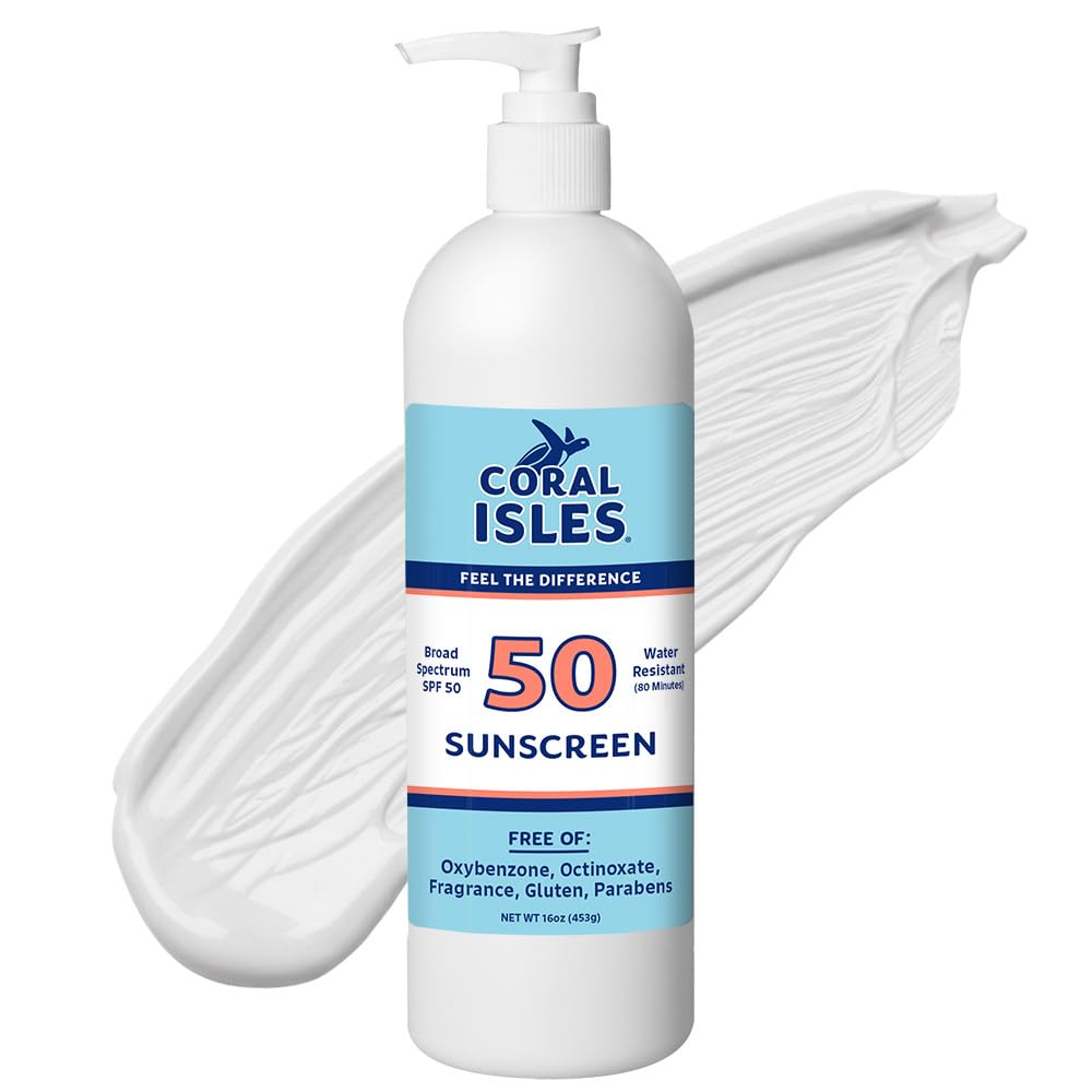 Coral Isles SPF 50 Lotion front view with packaging