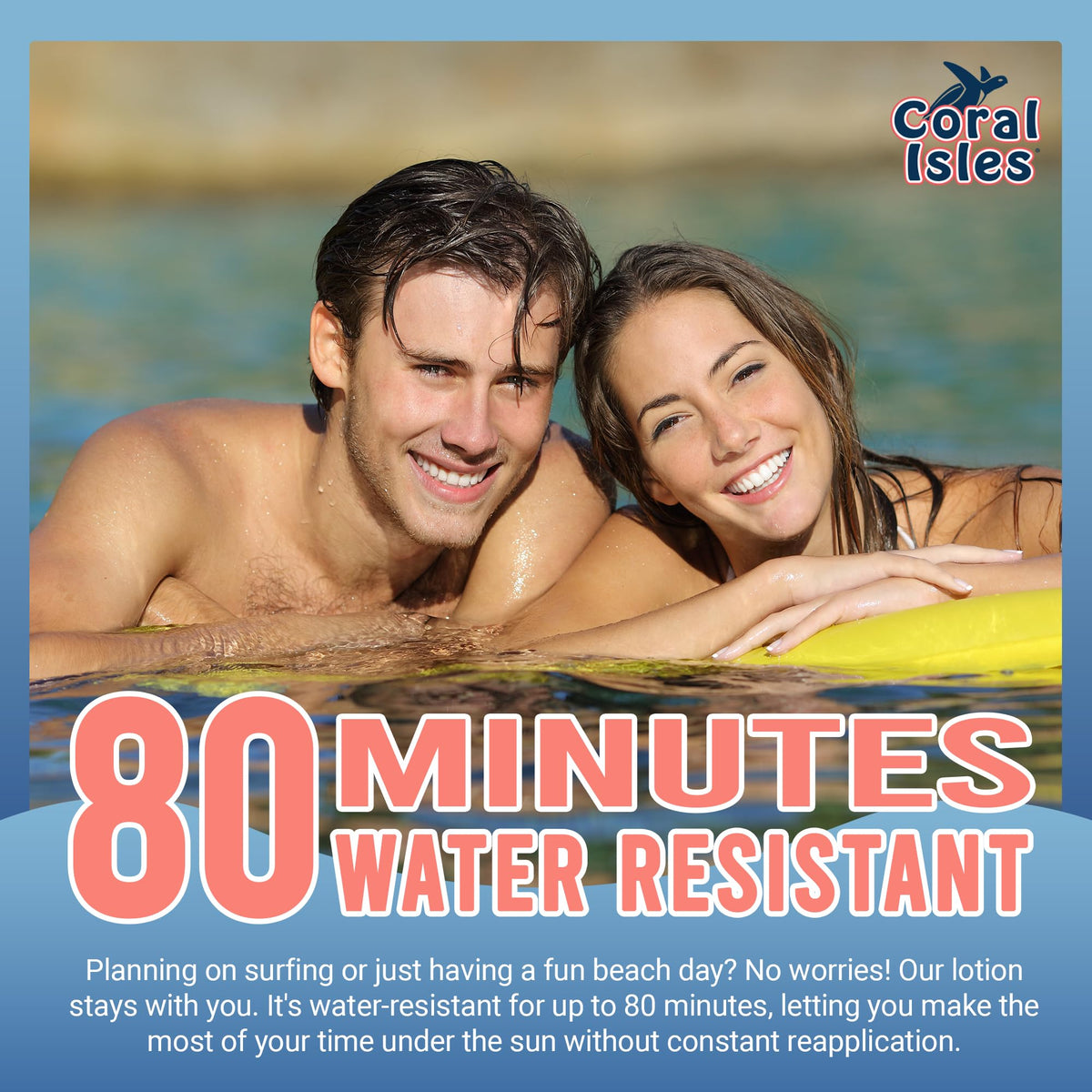 Coral Isles SPF 50 Lotion in a beach setting