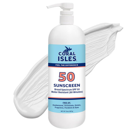 Coral Isles SPF 50 Sunscreen Lotion 32 Fl Oz front view