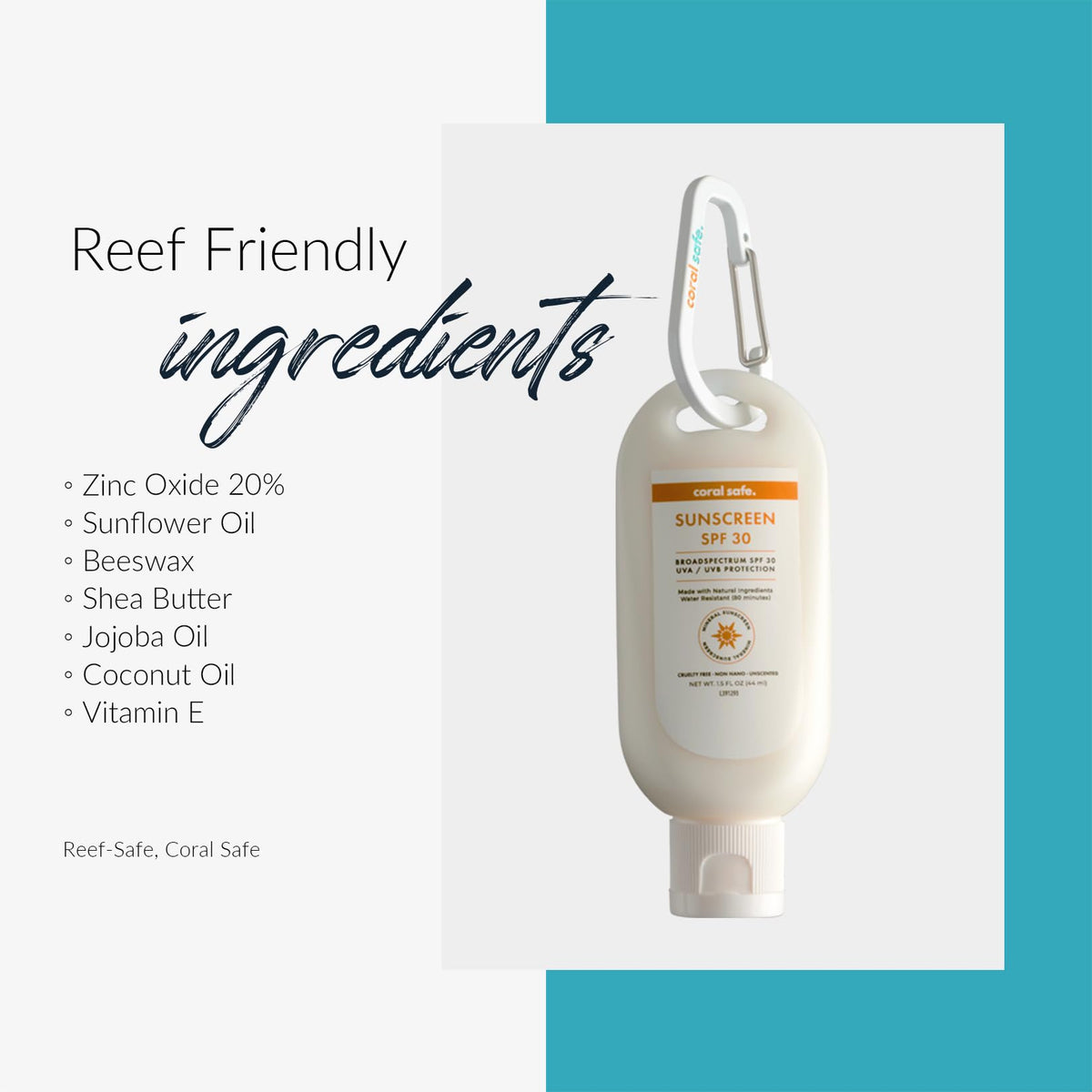 Coral Safe Sunscreen Lotion SPF 30 side view