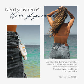 Coral Safe Sunscreen Lotion SPF 30 with outdoor sports gear