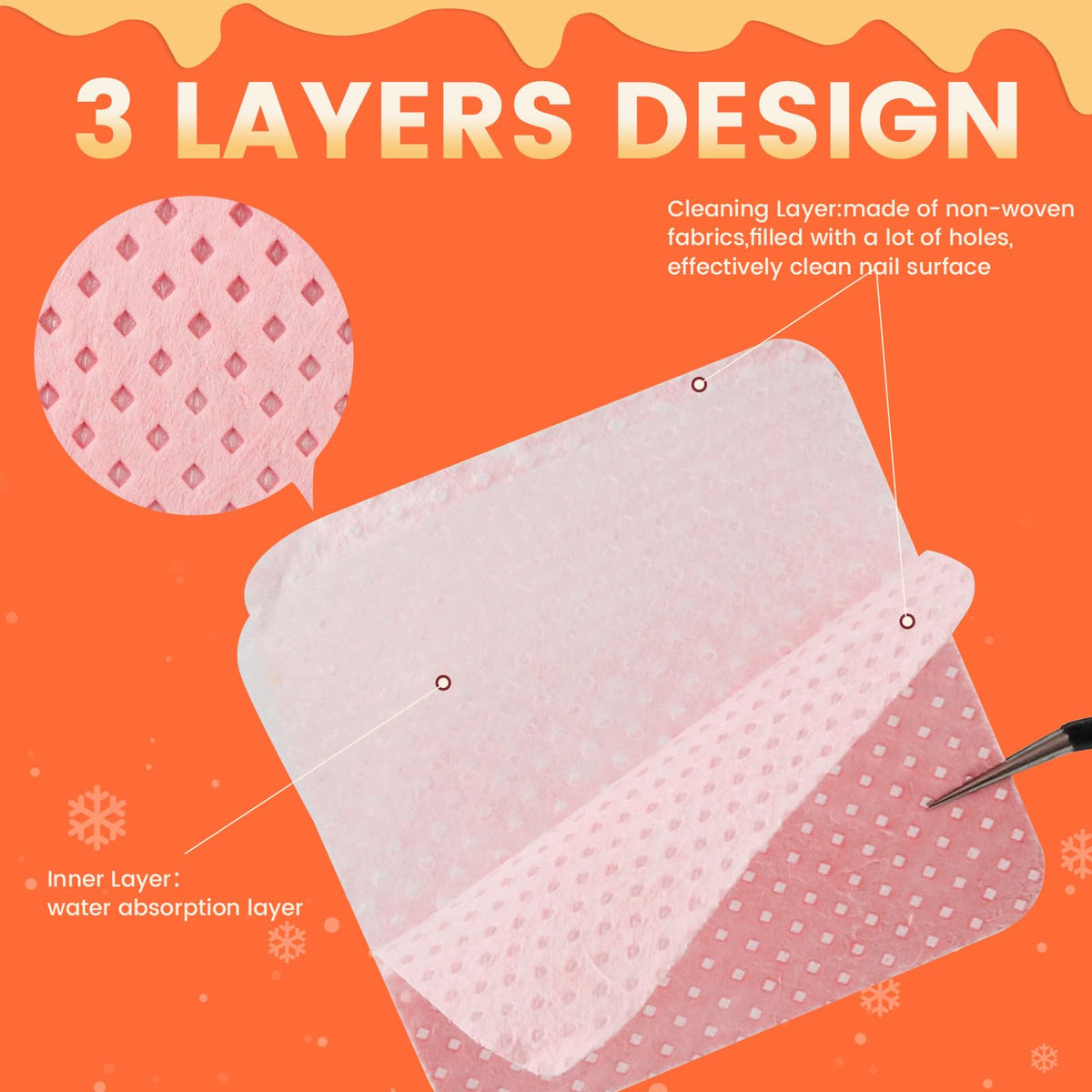 Corconess Lint Free Nail Wipes in dustproof containers
