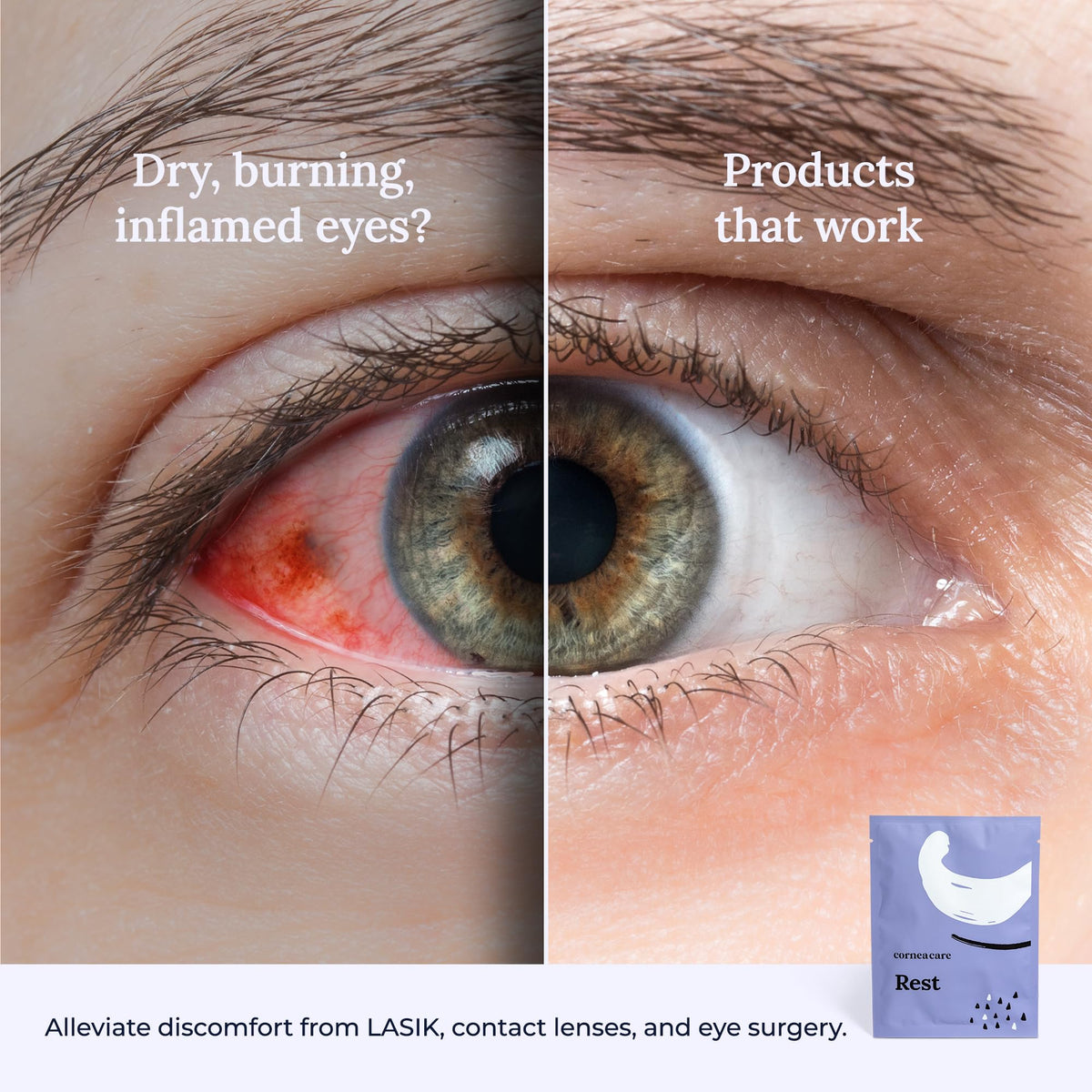 CorneaCare Rest warm compress in use on eyes