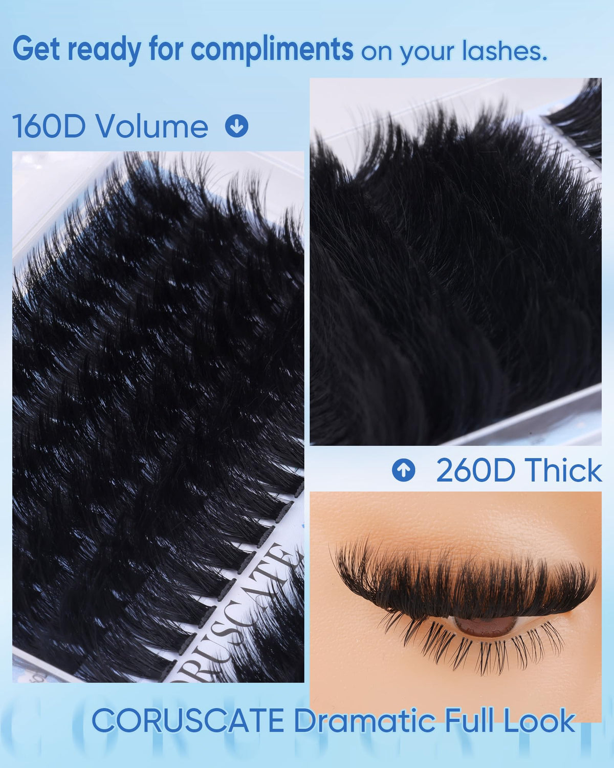 CORUSCATE Lash Clusters 12mm to 20mm length options