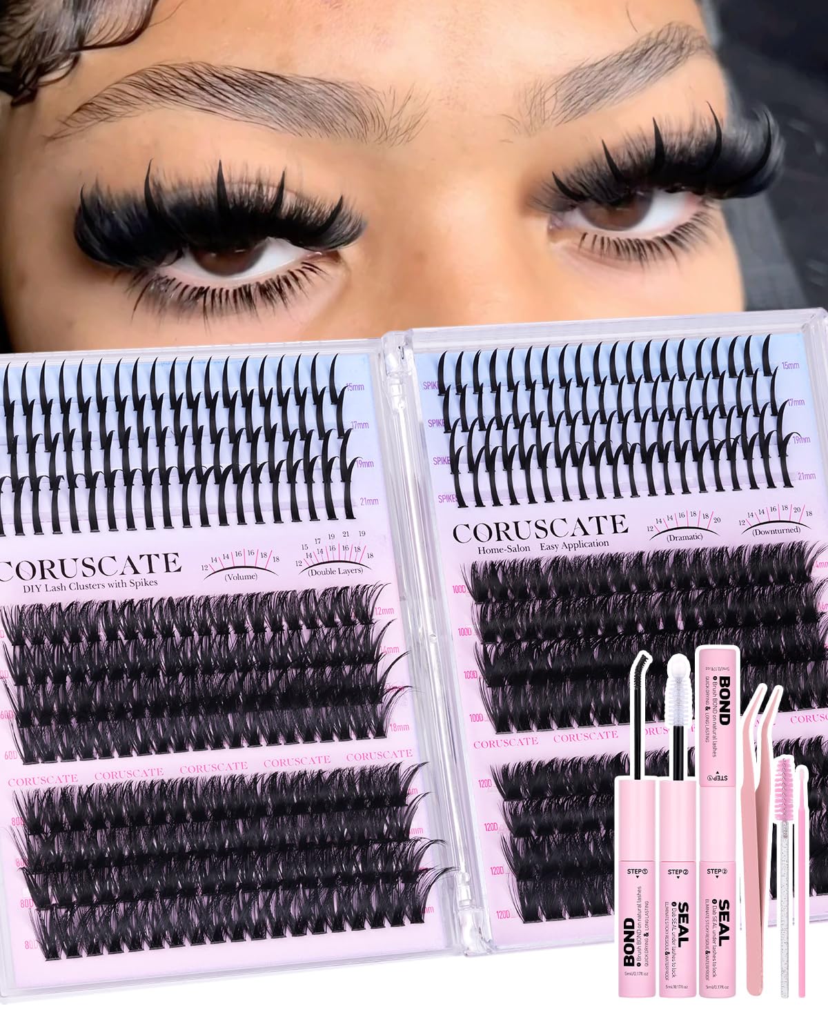 CORUSCATE Lash Clusters Kit 464pcs with lash bond and seal glue