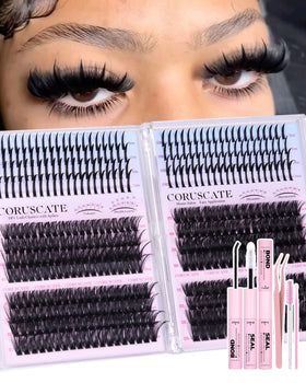 CORUSCATE Lash Clusters Kit 464pcs with lash bond and seal glue