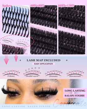 CORUSCATE lash clusters kit with spike lashes displayed
