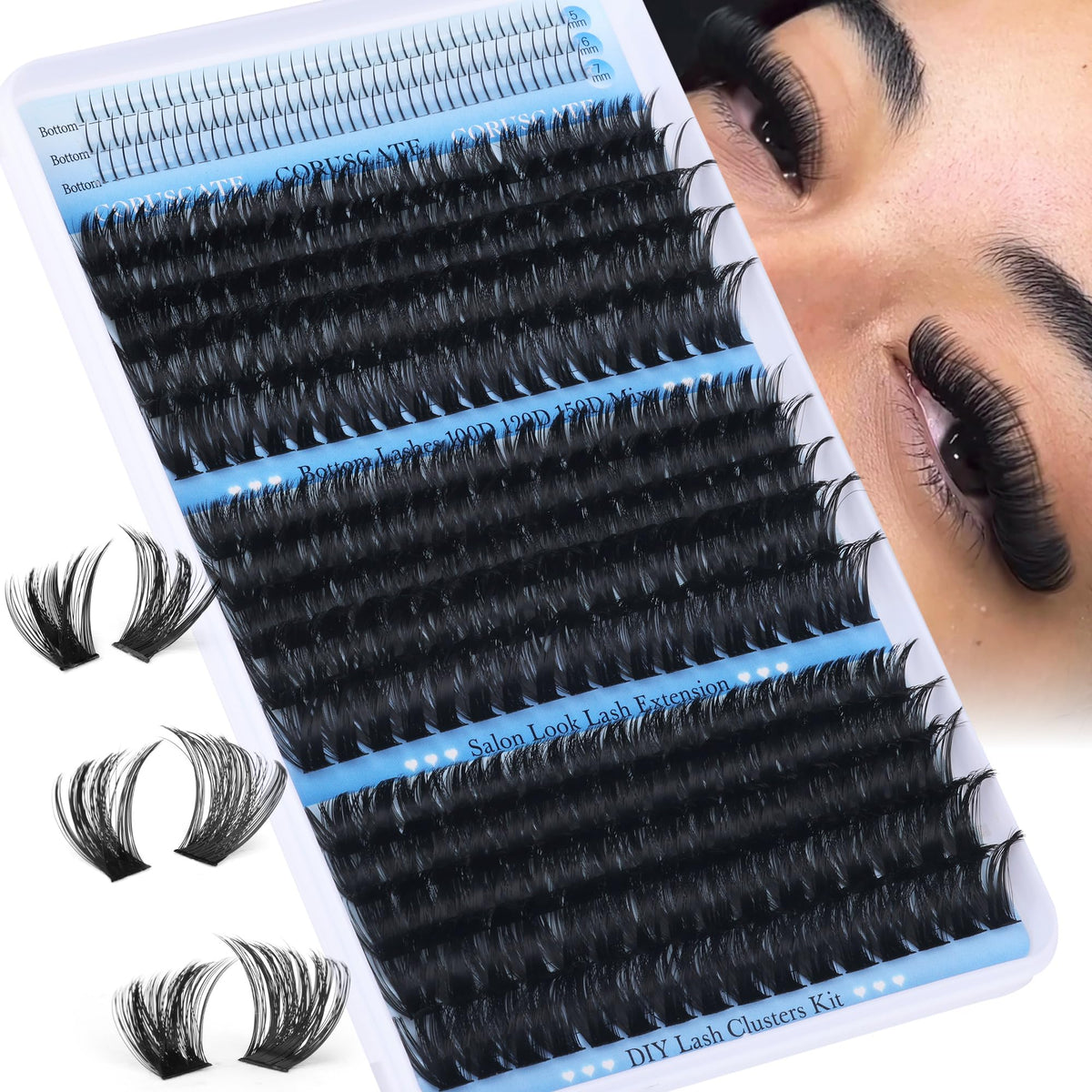 CORUSCATE lash clusters packaging with detailed information
