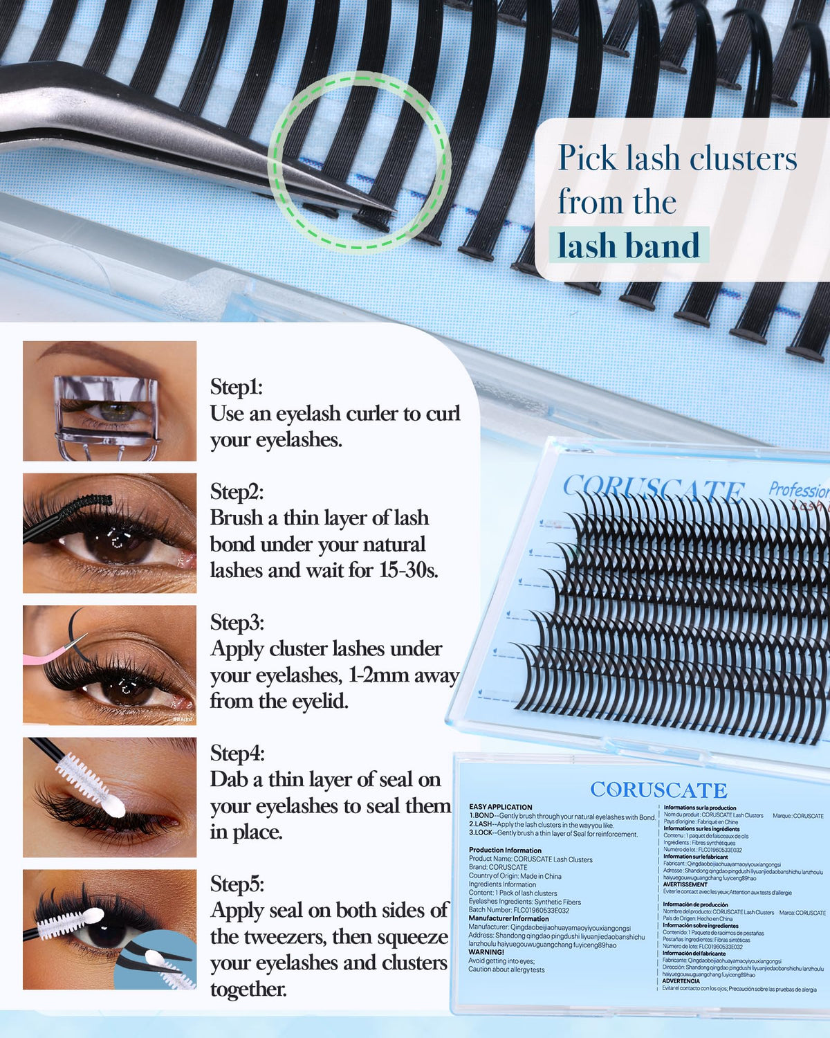 CORUSCATE Lash Clusters Spikes 16mm-22mm styled lashes