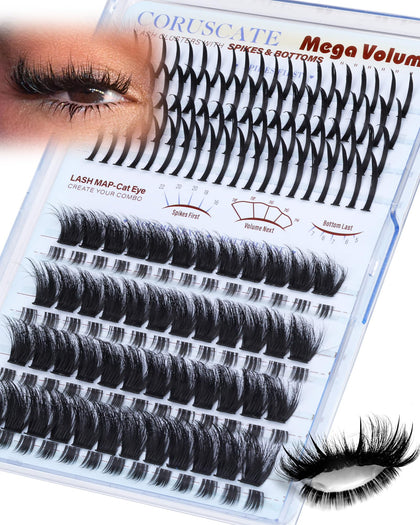 CORUSCATE Lash Clusters tray with fluffy 200D mega volume lashes